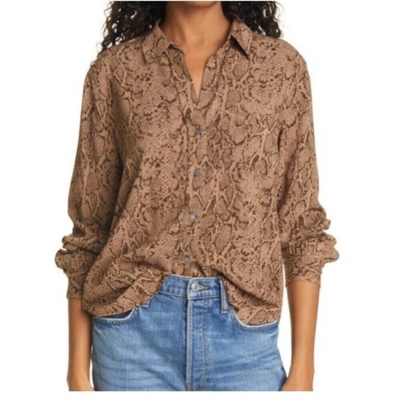 Rails Women’s Noemi Brown Snake Print Long Sleeves Button Down Shirt Size M - Picture 4 of 10